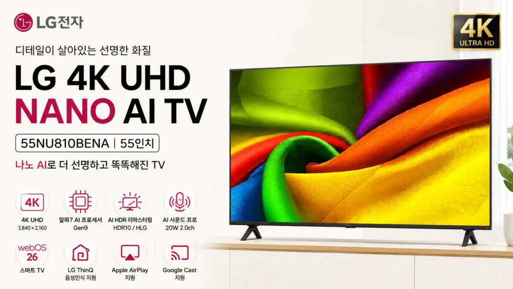 LG전자 4K UHD LED NANO AI TV 55NU810BENA 제품 이미지