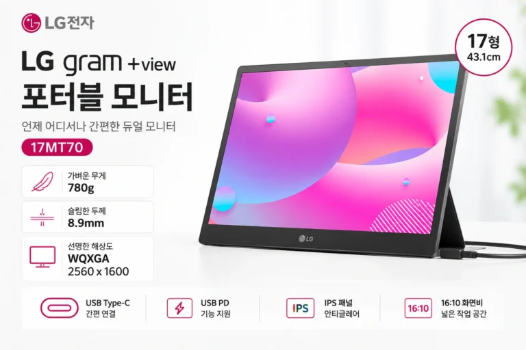LG 그램 뷰 포터블 모니터 17MT70 가볍고 슬림한 휴대용