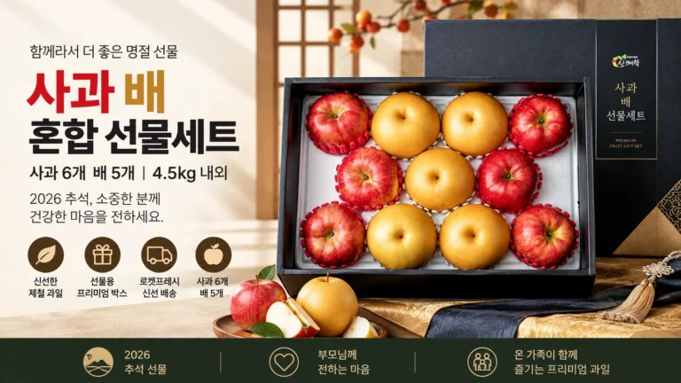 사과 배 혼합 선물세트 4.5kg 사과 6개 배 5개 2026 추석 부모님 과일 선물