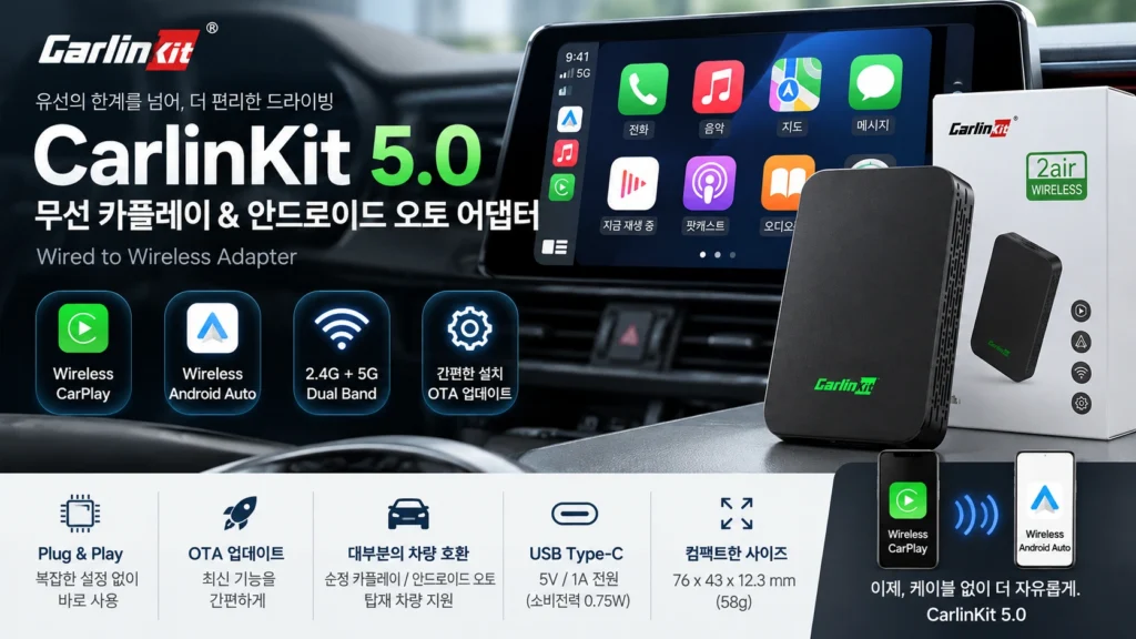 유선 카플레이 무선 변환 추천 CarlinKit 5.0 2Air CPC200-2Air 제품 이미지