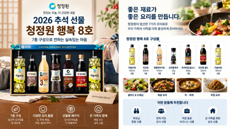청정원 행복 8호 선물세트 7종 구성 2026 추석 3만원대 실속 선물