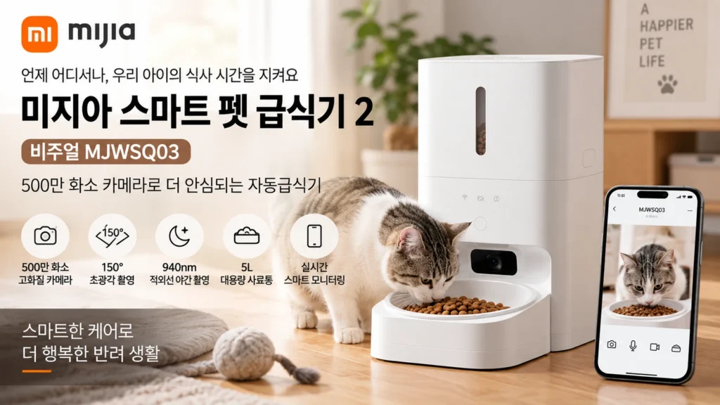 고양이 자동급식기 추천, 미지아 스마트 펫 급식기 2 비주얼 MJWSQ03 500만 화소 카메라 제품 이미지