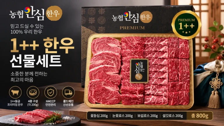 농협안심한우 1++ 한우 선물세트 800g 4종 구성 2026 추석 부모님 한우 선물