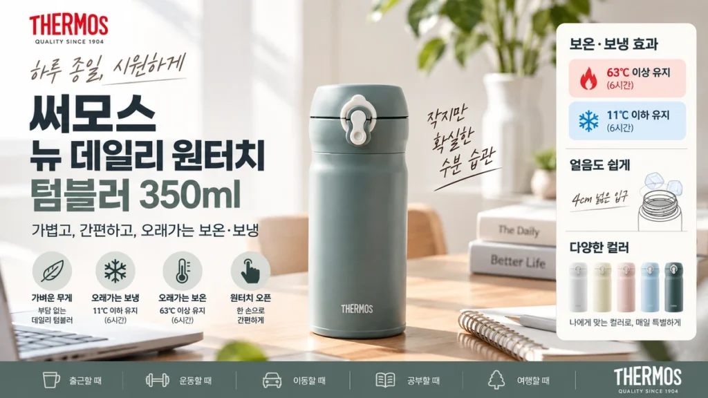 써모스 THERMOS 텀블러 추천 뉴 데일리 원터치 JNL-355K 350ml 제품 이미지