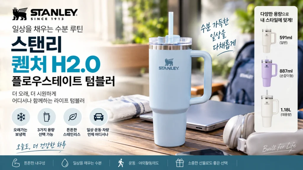 대용량 텀블러 추천 스탠리 퀜처 H2.0 플로우스테이트 887ml 제품 이미지