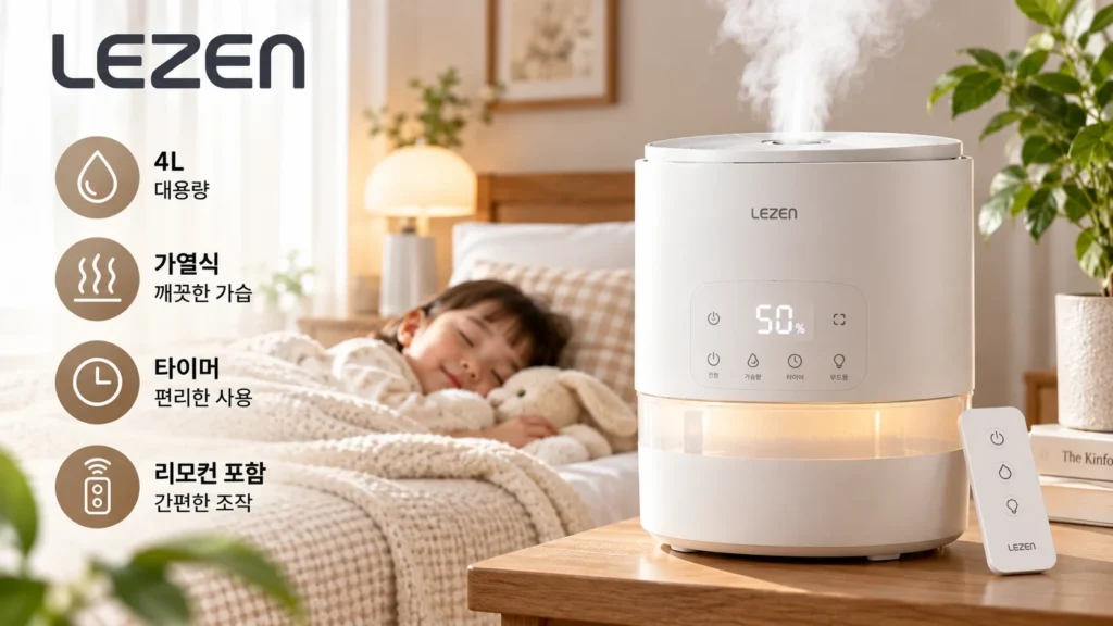 르젠 LZHD-H590 가열식 가습기 4L 추천 리모컨 타이머 기능과 할인 가격 비교 제품 이미지