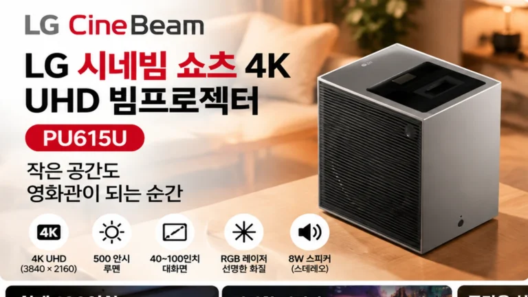 LG 시네빔 쇼츠 PU615U 4K 빔프로젝터 추천 초단초점 RGB 레이저 홈시네마 할인