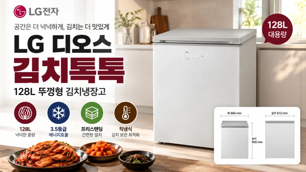 LG전자 디오스 김치톡톡 128L 뚜껑형 김치냉장고 K135LW123 방문설치 제품 이미지