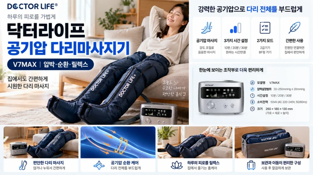 닥터라이프 공기압 다리마사지기 V7MAX 종아리 허벅지 발 마사지기 추천 제품 이미지