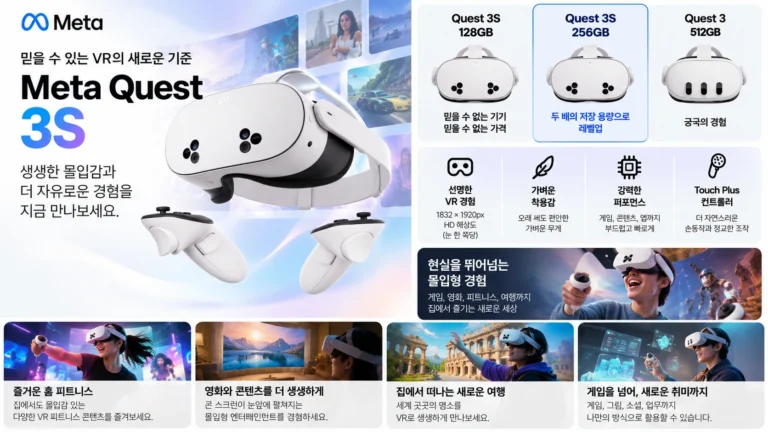메타 퀘스트 3S 128GB VR 헤드셋 입문용 가상현실 게임 추천