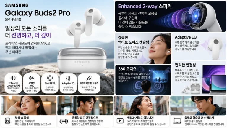 삼성 갤럭시 버즈4 프로 SM-R640 노이즈캔슬링 무선이어폰 추천