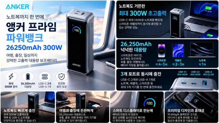 노트북 보조배터리 추천 앵커 프라임 A110A 26250mAh 300W 대용량 초고속충전