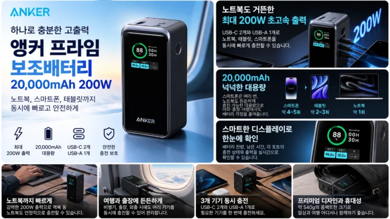 노트북 보조배터리 추천 앵커 프라임 A1336 20000mAh 200W 초고속충전