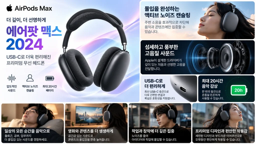 에어팟 맥스 2 USB-C 노이즈캔슬링 헤드폰 추천 2026 애플 신형 제품 이미지