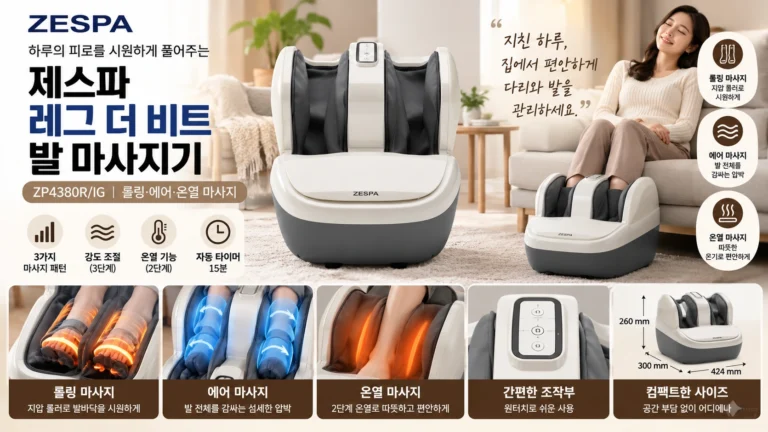 제스파 다리 종아리 발 마사지기 레그더비트 ZP4380 공기압 온열 마사지